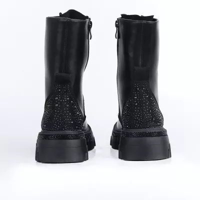 Bottines à Semelle Épaisse En Strass