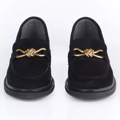 Mocassins En Daim Avec Bijou Doré