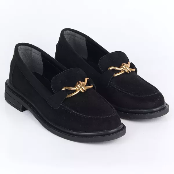 Mocassins En Daim Avec Bijou Doré
