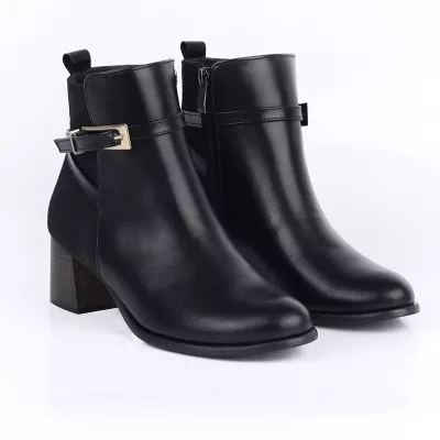 Bottines Femme à Talon Épaisse avec Boucle Métallique | Chic & Confort