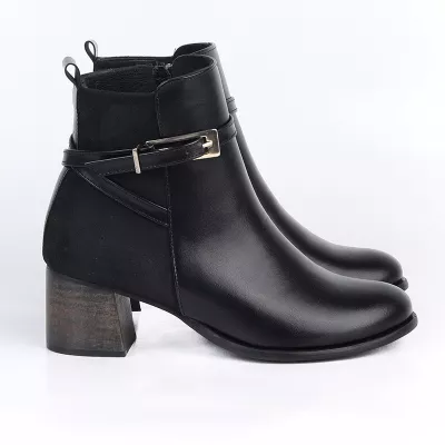 Bottines Femme à Talon Épaisse avec Boucle Métallique | Chic & Confort