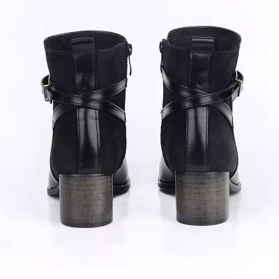 Bottines Femme à Talon Épaisse avec Boucle Métallique | Chic & Confort