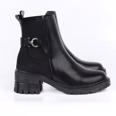 Bottines Femme à Talon Épaisse avec Boucle Métallique | Chic & Confort