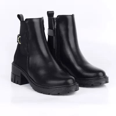 Bottines Femme à Talon Épaisse avec Boucle Métallique | Chic & Confort