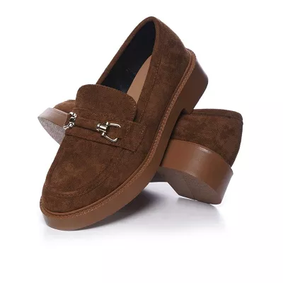 vbchaussures | Mocassins et Ballerines | Mocassins En Daim à Détail Chaîne Dorée