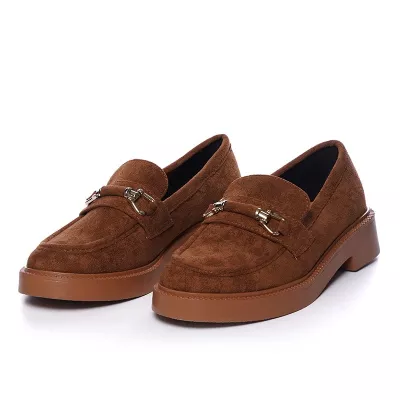 vbchaussures | Mocassins et Ballerines | Mocassins En Daim à Détail Chaîne Dorée