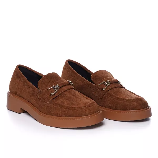 Mocassins En Daim à Détail Chaîne Dorée