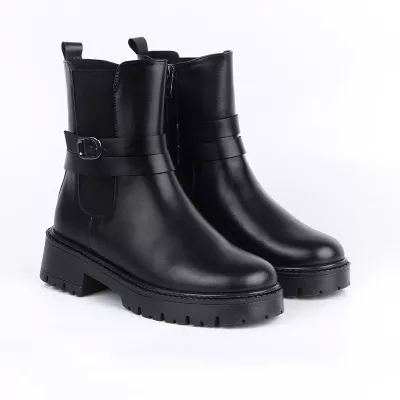 Bottines Femme à Talon Épaisse avec Boucle Métallique | Chic & Confort