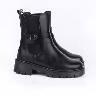 Bottines Femme à Talon Épaisse avec Boucle Métallique | Chic & Confort