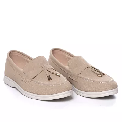 Mocassins en Daim à Pampilles Métalliques | Confort